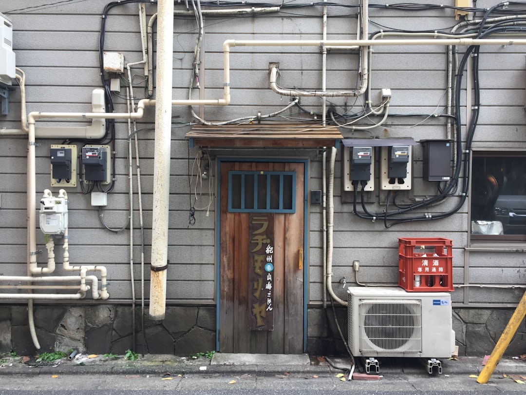 As usual I lost myself in the back streets of Tokyo while exploring and witnessed this restaurant front decorated with its own messy utilities.